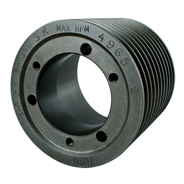 Cast Iron 3V Belt Cross 6 in OD 10 Grooves Sheave
